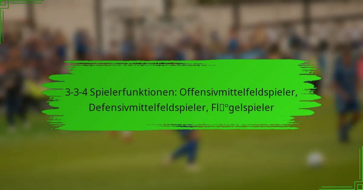 3-3-4 Spielerfunktionen: Offensivmittelfeldspieler, Defensivmittelfeldspieler, Flügelspieler